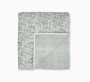 French Country Athena Handblock Coverlet Blue Small