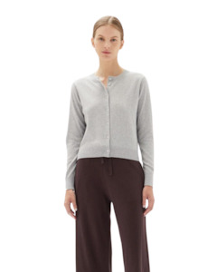 Womens Tops: Assembly Label Semra Cotton Cashmere Cardigan Grey Marle