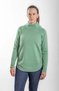 Clothing: Bow & Arrow Funnel Neck Jumper - Green