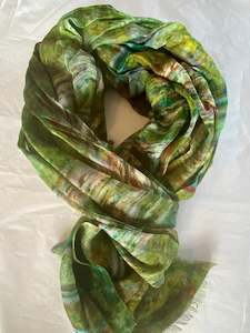 Accessories: Namaskar Scarf - Green Watercolour