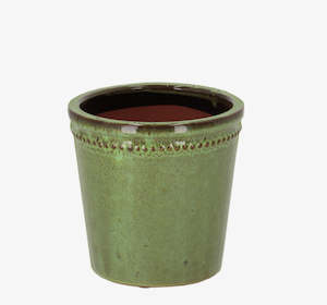 Glazed Green Flower Pot 15cm