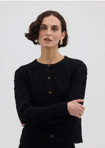 New Womens Clothing Arrivals: Iris & Wool Heart Cable Cardi Black