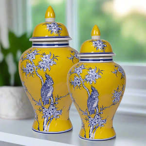 Homewares: Chelsea Bird & Flower Ginger Jar 35cmH