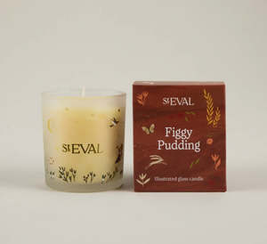 Home Fragrance: St Eval Illustrated Festive Glass Candle - Figgy Pudding