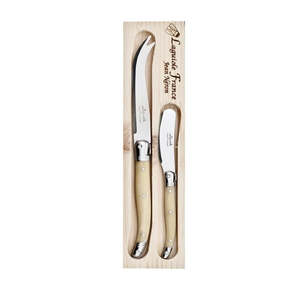 Serveware: Laguiole Set of 2 Cheese Knives - Horn