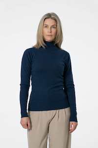 Dinadi: Dinadi Merino Turtleneck Sweater Indigo Blue