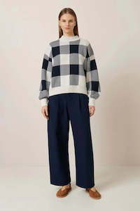 Kowtow Sale: Kowtow Otti Jumper Navy Check