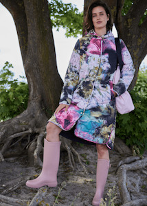 Sale Jackets: Ilse Jacobsen Long Quilt Coat Artistic Flower Print