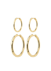 Pilgrim Eve Hoop 2-In-1 Earrings Gold Plated