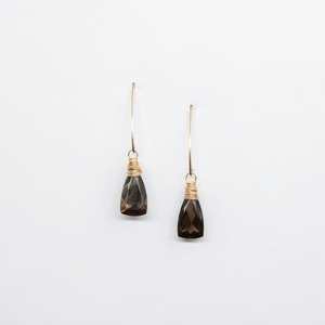 within. Morning Dew Drop - Smokey Quartz drop earrings