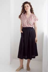 Dalston Sapphire Skirt Ink Linen