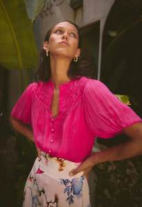 Once Was Selini Braided Detail Viscose Chiffon Blouse