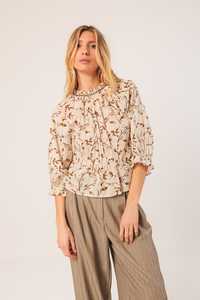 Indi Cold: Indi & Cold Elastic Cotton Marrón Blouse