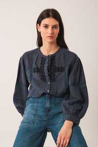 Indi & Cold Ethnic Embroidered Shirt Indigo