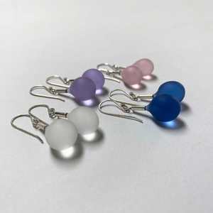 Earrings: Wearing Glass Sea Drops Twilight Blue
