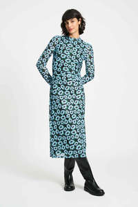 Pom: Pom Amsterdam Wildflowers Blue Mesh Dress
