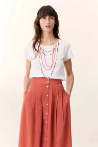 Leon & Harper Toro Beads T Shirt Off White