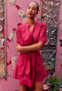 Once Was Jamila Silk Cotton Dress Ruby