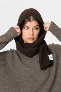 Dinadi Yak Hooded Scarf Dark Brown