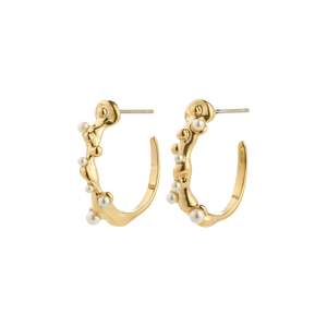 Pilgrim Jewellery: Pilgrim Hadley Recycled White Earrings Gold Plated