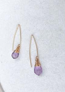 within. Purple Amethyst Morning Dew Drop Earrings