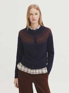 Sale Knitwear: Nice Things Greca Wool Jacquard Jacket Navy