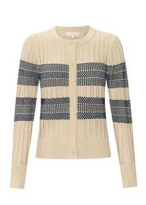 POL Clothing Sable Cardigan Striped Pebble Ink