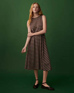 Last Chance: Kowtow Tank Swing Dress Brown Stripe