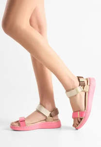 Shoes: Woden Line Tricolour Sandal Raspberry Multi