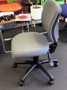 Products: Huge Sale - Boxta 3 lever task plastic back chair with Spring Seat (upholstered in New Aquarius Smoke Fabric) Limited Stock - Damba Chairs