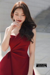 Party Wear: One-Shoulder Pearl Strap Flared Dress - Available in Red and Black