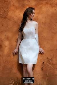 2-in-1 Lace Strapless Dress with Detachable Silk Chiffon Skirt