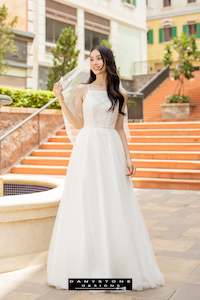 A Line Wedding Dresses: Elegant Camisole Wedding Dress with Mesh Beads