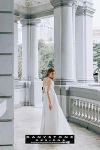 Elegant Pleated Chest Wedding Dress - Paper Chiffon Cotton