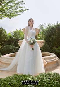 A Line Wedding Dresses: Cinderella Mesh Long Dress