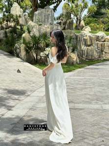 Off-the-Shoulder Satin Dress