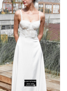 Sheath Wedding Dresses: Elegant Satin Dress with 3D Floral Lace