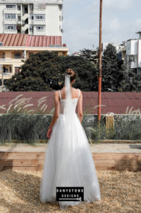 Full Corset Lace Dress with Bustier Bust and Tulle Overlay