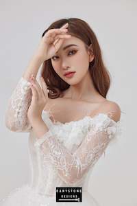 Sweetheart: Elegant Off-the-Shoulder Wedding Dress with Lace and 3D Flowers