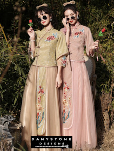 Cultural Wedding Dresses: Chinese Aesthetic Wedding Guest Embroidery Bridesmaid Party Dress