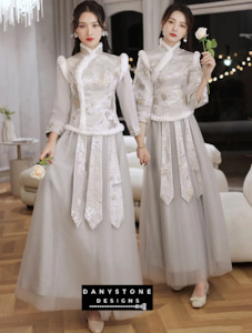 Chic Chinese Style Long Sleeve Wedding & Party Bridesmaid Dress