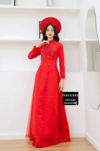Vietnamese Wedding Dress: Royal Brocade Beaded Bridal Ao Dai | Danystone Designs