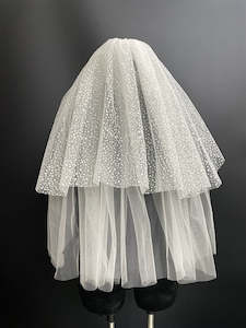 Veils: Vintage-Inspired Glitter Puffy Bridal Veil