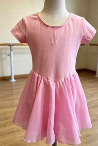 Dance Leotards: Girls Cotton Spandex leotard dress with chiffon skirt
