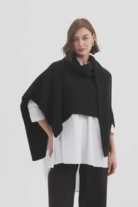Tirelli: Tirelli Asymmetric Wrap Knit 25K3590 - Black