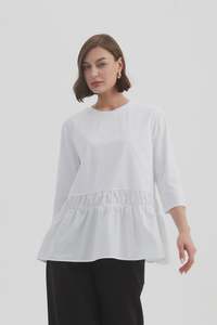 Tirelli: Tirelli Drop Waist Combi Top 25a3606 - White