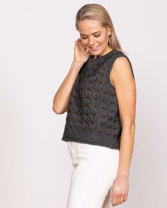 Nz Made Merinos: Noble Wilde Eyelash Vest NW3235 - Moraine/Kauri