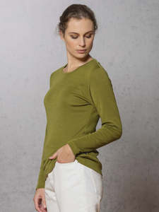 Bay Road NZ made Merinos Harper Crew br840 - Olive