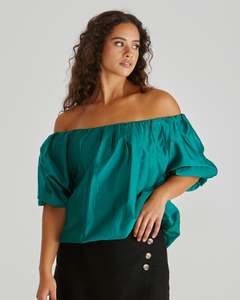 Sass Sofie Off Shoulder Top 20170TWSS - Sea Green