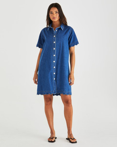 Sass: Sass Vale Scalloped Denim Dress 20003DWSS  - Mid Blue Wash